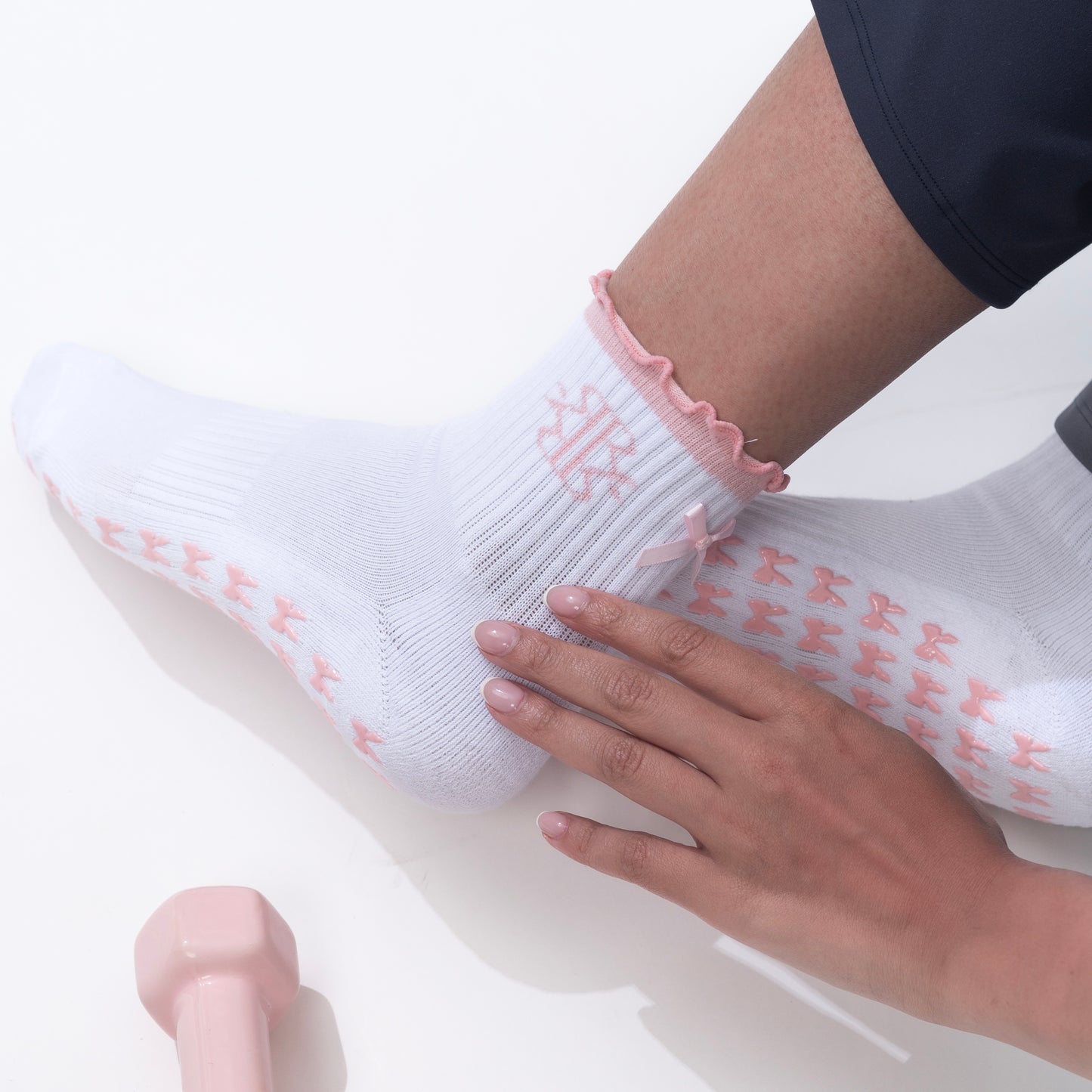 Pink Petal Bow Socks